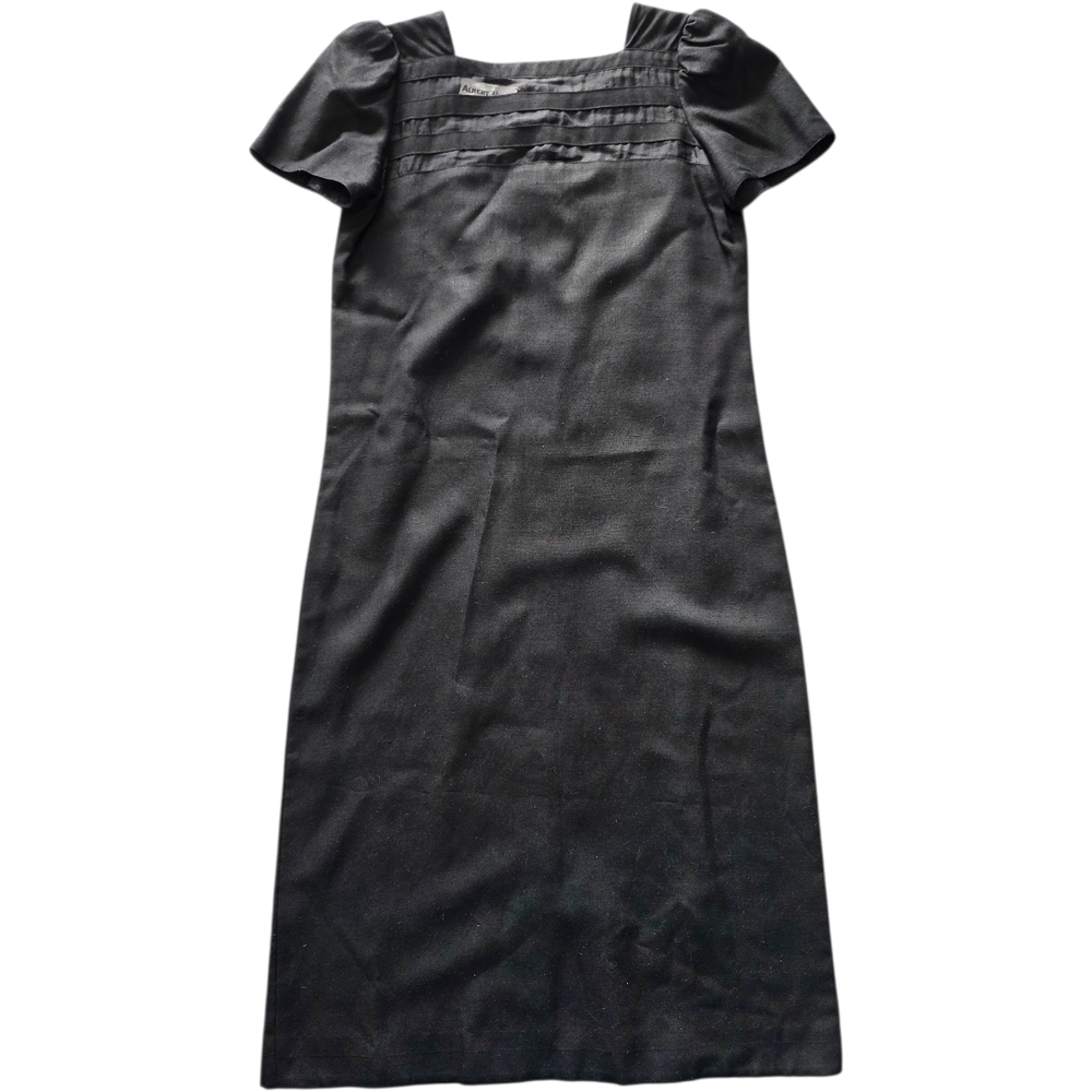 Albert Nipon x Saks Fifth Avenue Vintage Black Midi Dress - Silk/Linen - Size 4 - Picture 2 of 7